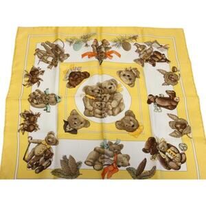 139. Hermes Yellow Bears Silk Scarf